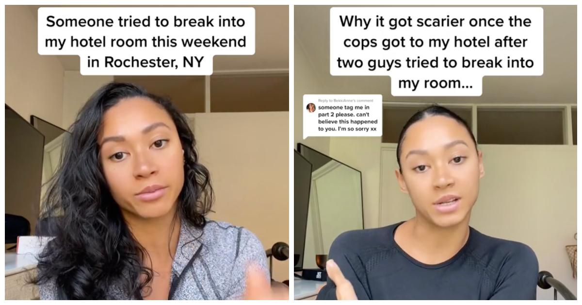 TikTok user @aliciamaeholloway opened up about the time two people tried to break into her hotel room.