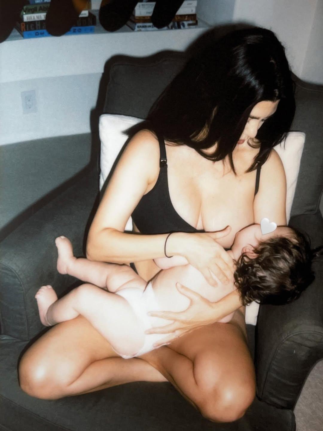 Kourtney Kardashian breastfeeding baby Rocky in April 2025.