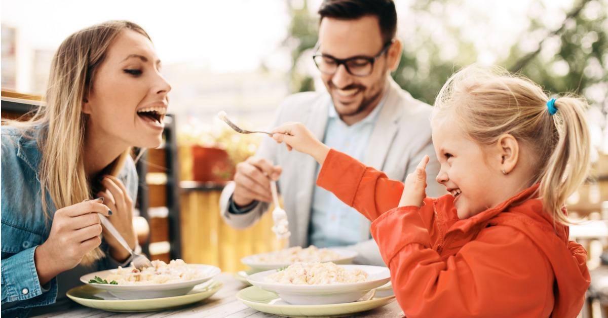 family enjoying restaurant picture id