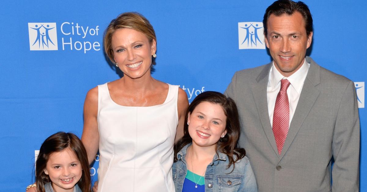 Amy Robach and Andrew Shue with Amy's daughters Annalise and Ava.