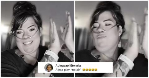 (l-r): Oxygen Girl/Heather West dancing/A TikTok comment