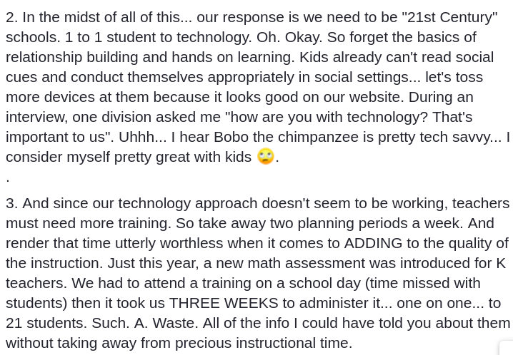 Viral post of teacher going on an unfiltered rant after quitting her job.