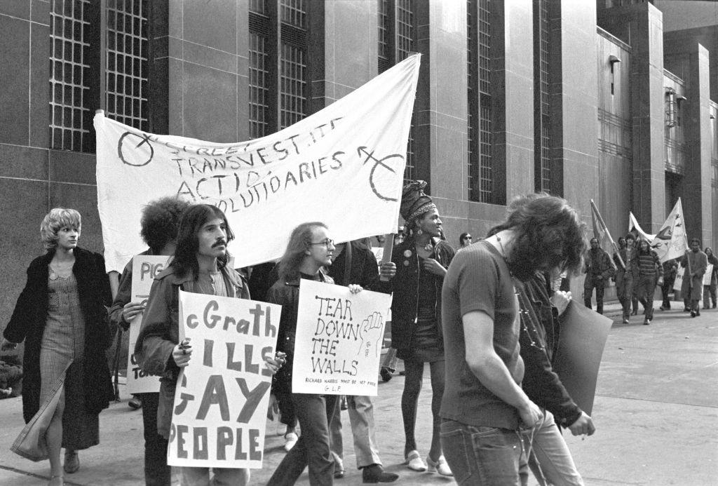 Marsha P. Johnson and Sylvia Rivera march with trans rights group