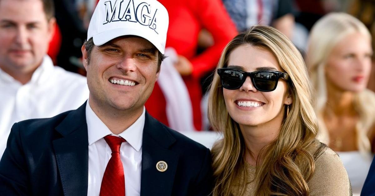 Matt Gaetz in a MAGA hat with Ginger Luckey Gaetz