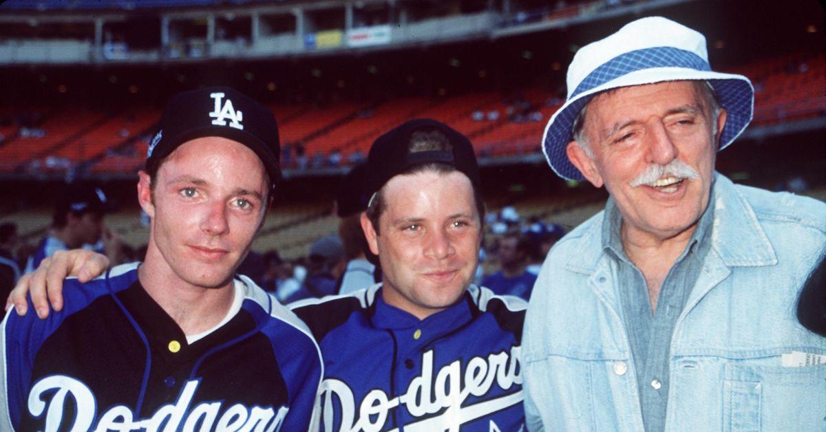 (l-r): Mackenzie Astin, Sean Astin and John Astin at an LA Dodgers game.