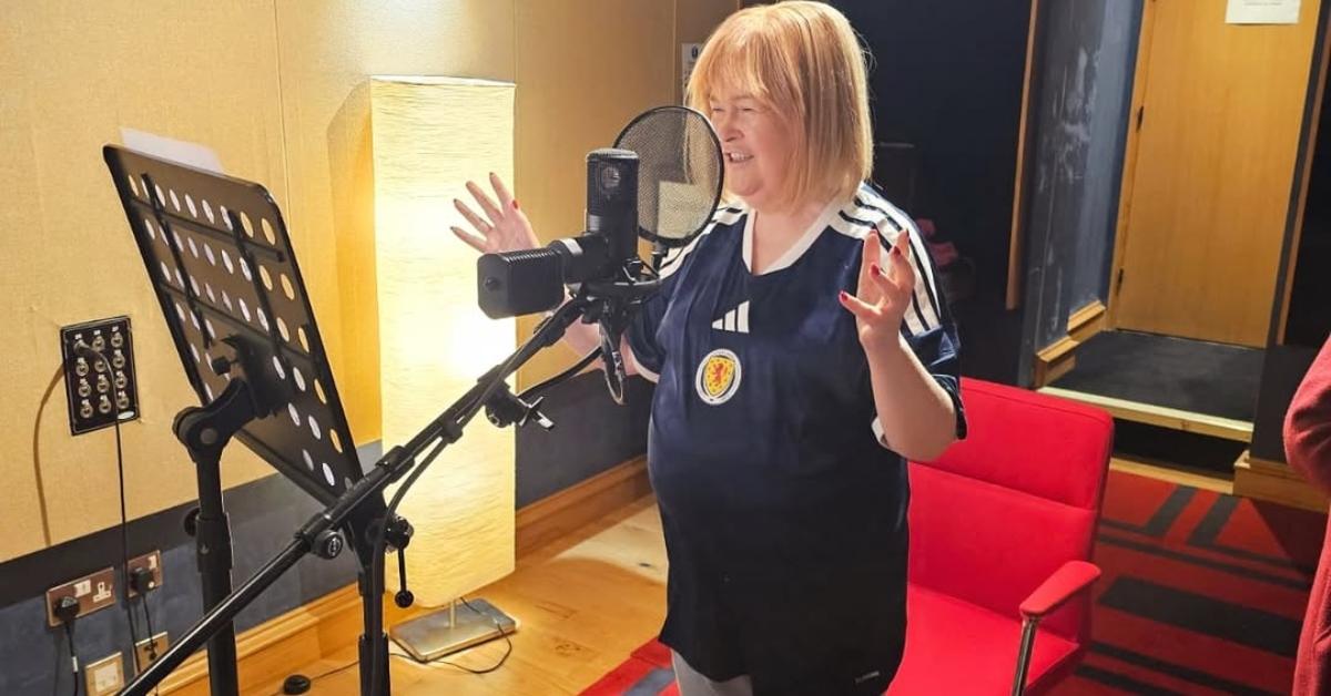 Susan Boyle recording in the studio.