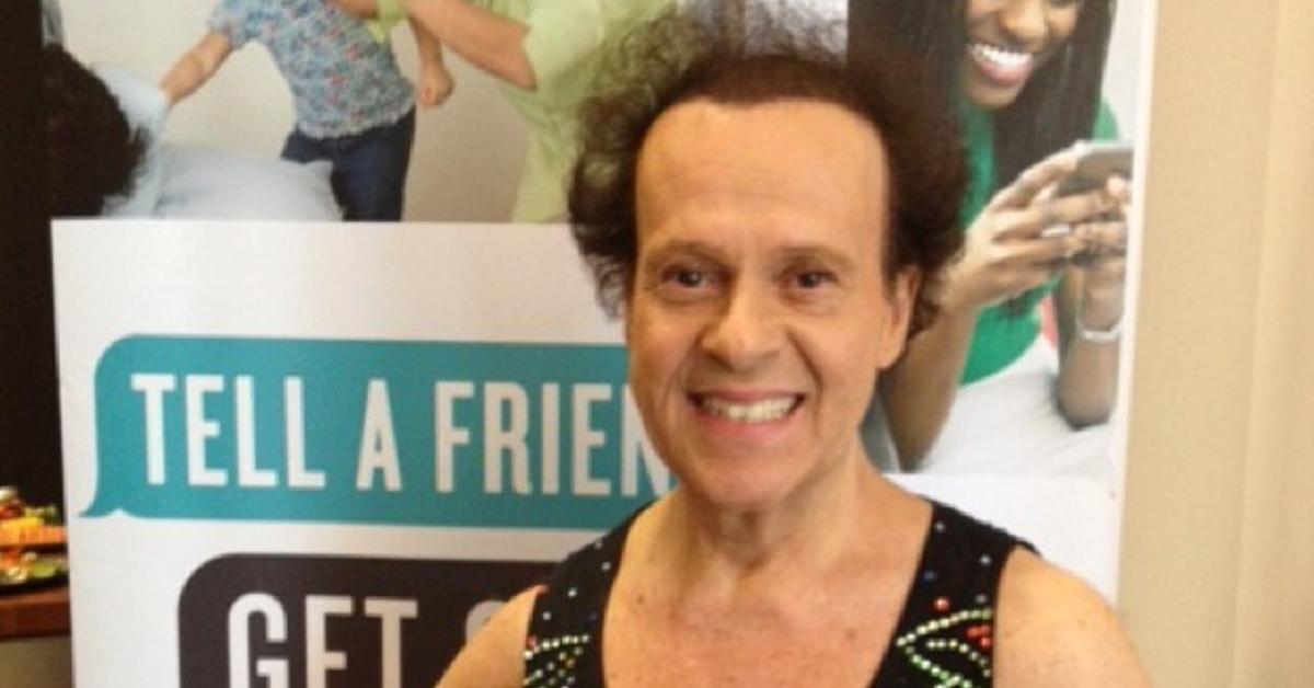 Richard Simmons in black sparkled top