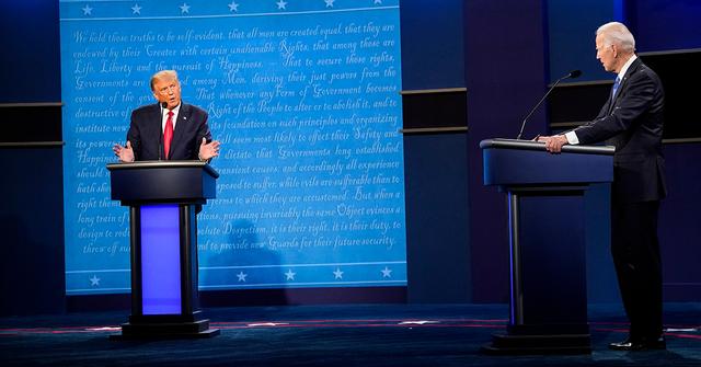 Joe Biden and Donald Trump debating in 2020.