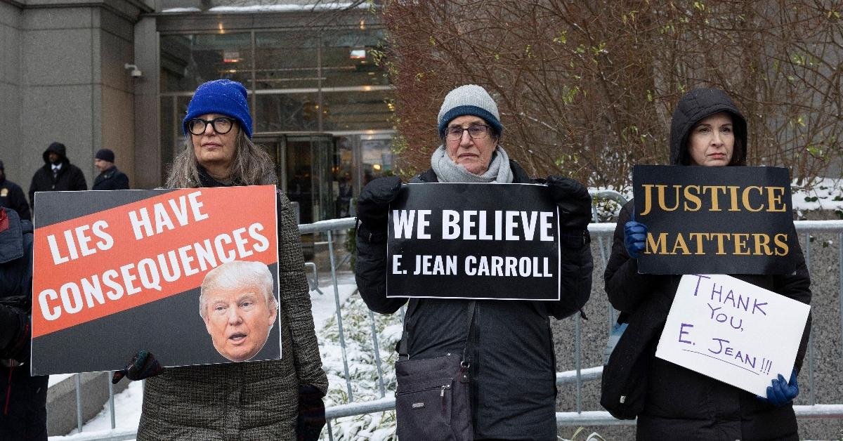Protestors supporting E. Jean Carroll