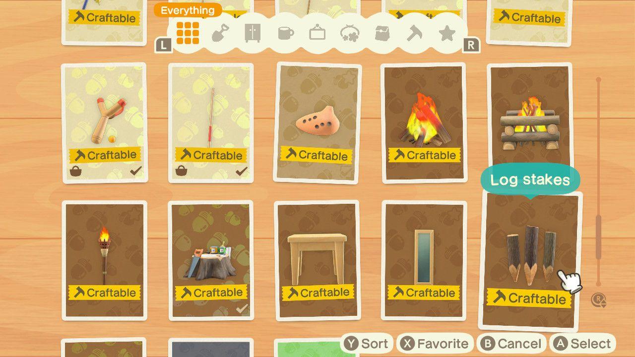 can you get log stakes in 'animal crossing: new horizons'?
