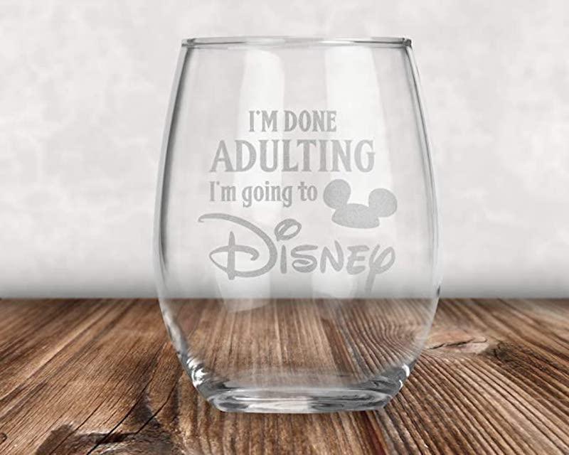 Disney engraved wine glass