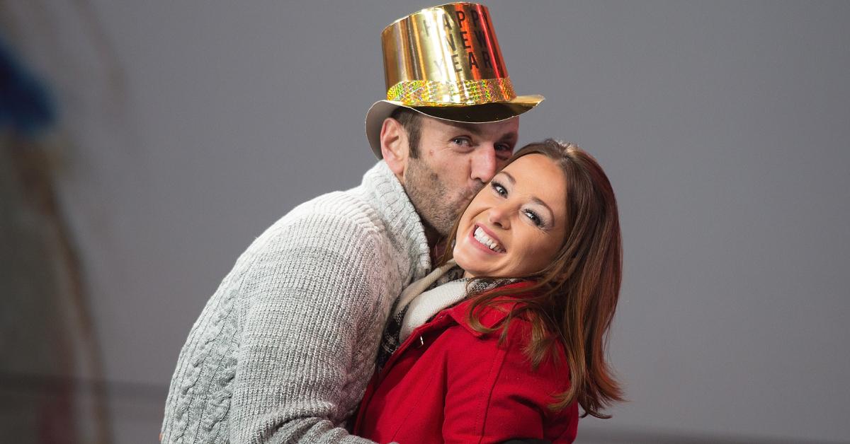 Doug Hehner kisses Jamie Otis's cheek during the New Year's Eve celebration in Times Square on Dec. 31, 2016 in NYC.