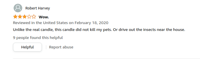 Amazon review of fake Goop candle