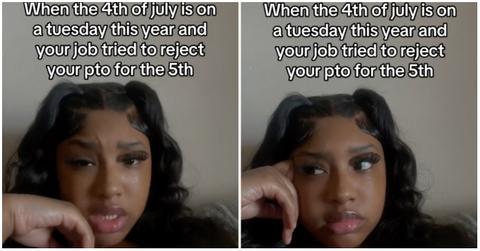 woman upset because fourth of july is on tuesday