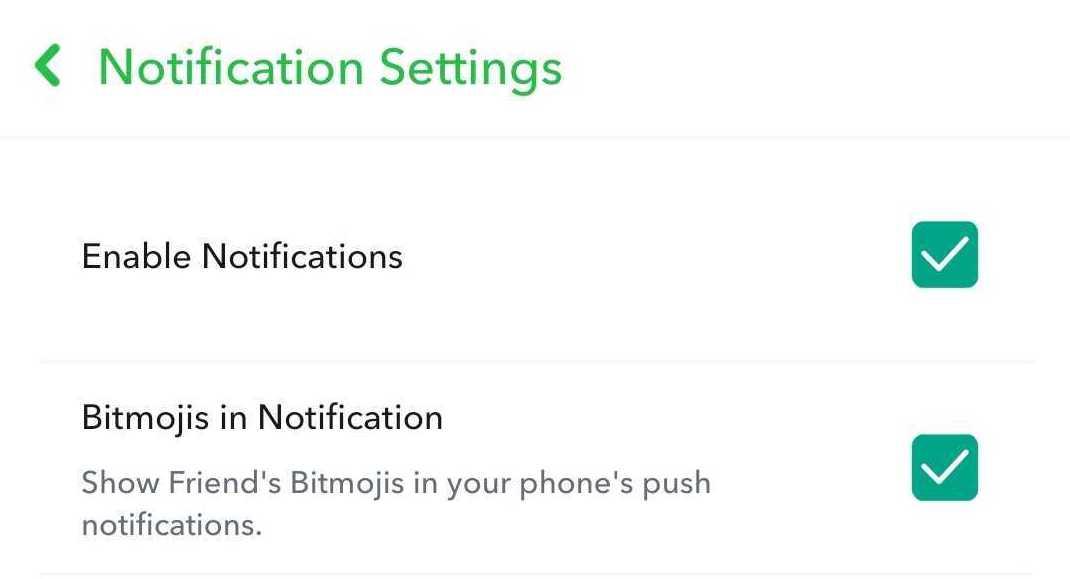 Snapchat Notification Menu