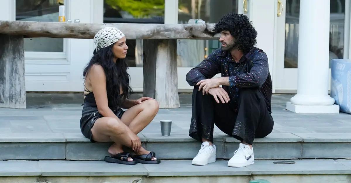 Danielle Olivera and Carl Radke having a conversation on 'Summer House' Season 7