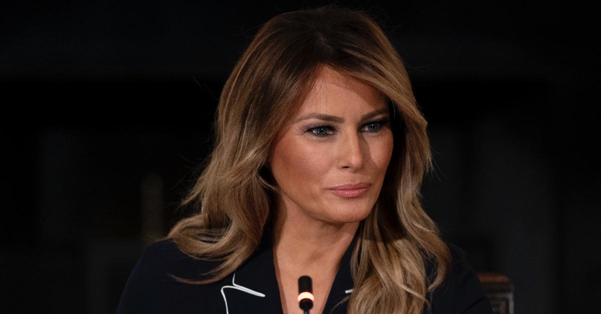 Melania Trump speaking at an event.