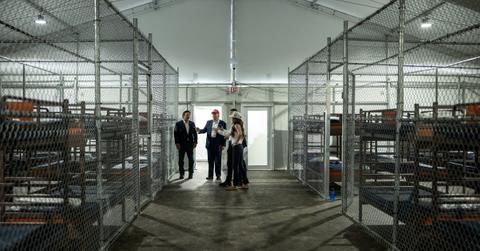 Florida Governor Ron DeSantis takes President Donald Trump and Homeland Security Secretary Kristi Noem on a tour of Alligator Alcatraz in Florida.