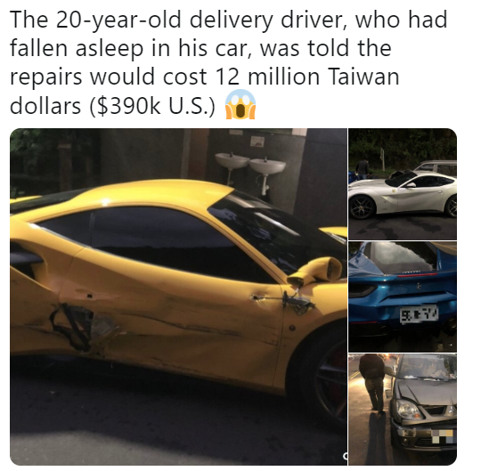 taiwain man ferrari crash