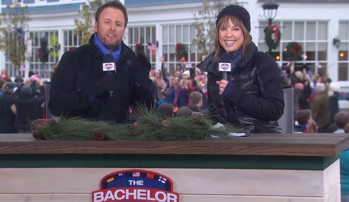 Chris Harrison and Hannah Storm on 'The Bachelor Winter Games'.