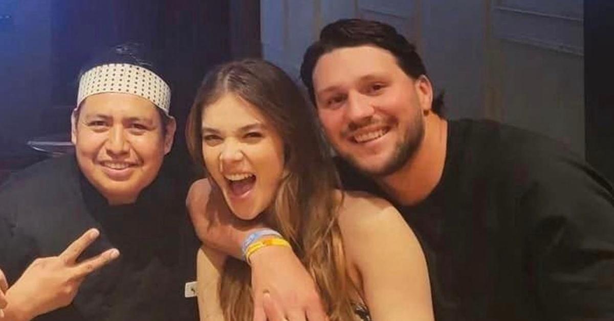 Hailee Steinfeld and Josh Allen with Chef Sergio at Sushi by Boū in New York City