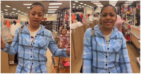 (l-r): A woman singing in blue pajamas on TikTok.