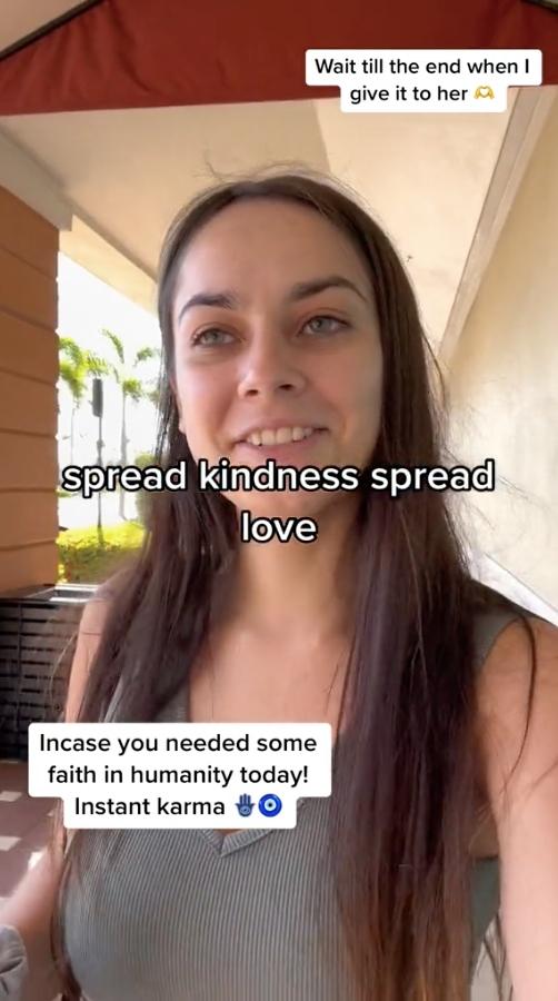 Woman says: "Spread kindness and love."