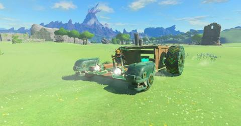 Link driving a vehicle crated using Ultrahand.