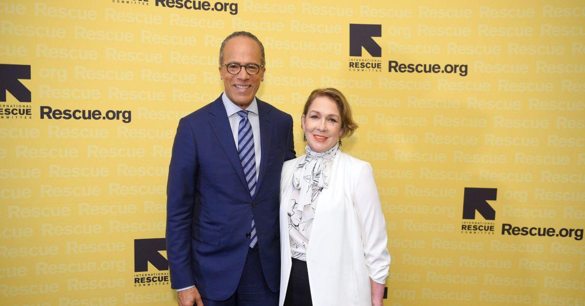 (l-r): Lester Holt and his wife, Carol Hagen-Holt