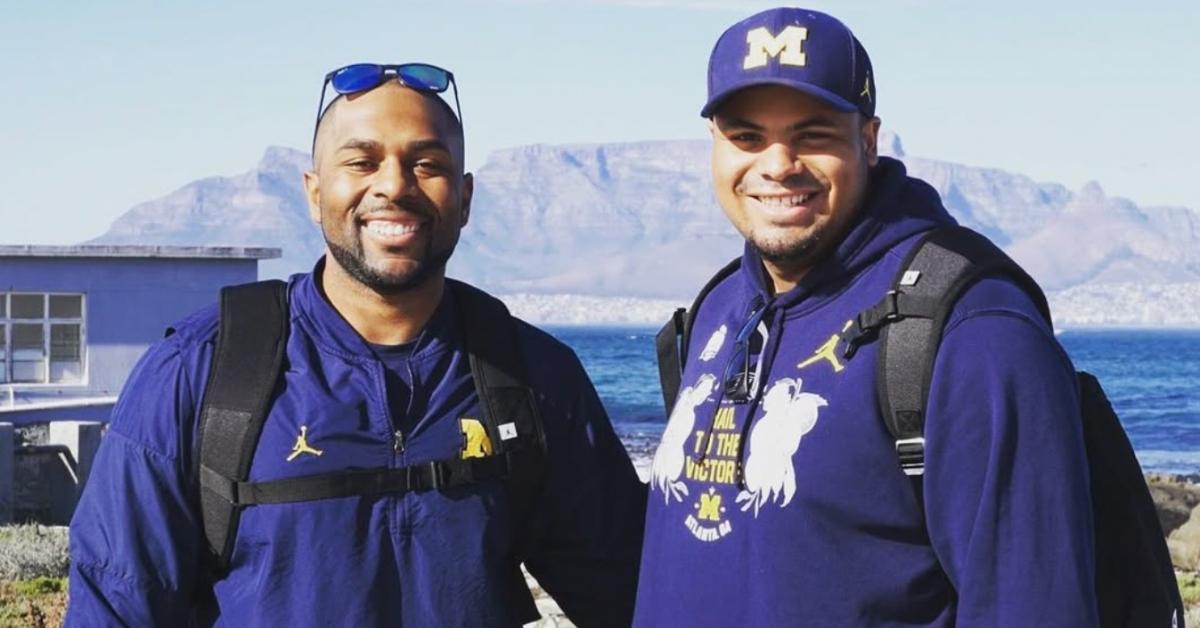 Sherrone Moore (L) with Grant Newsome (R)