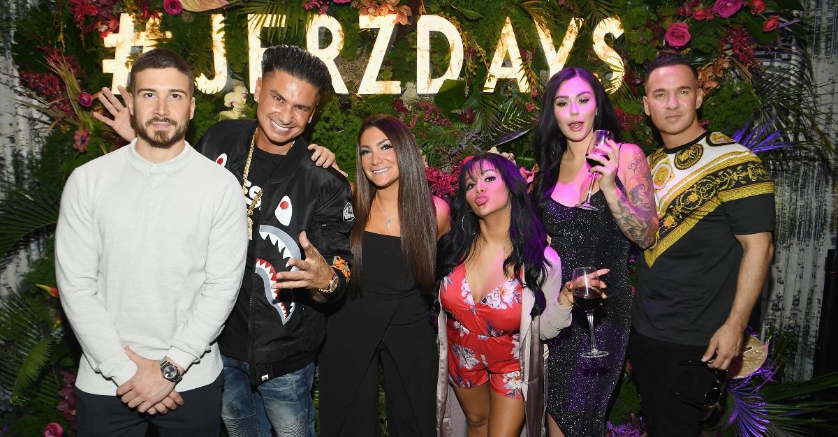 Vinny Guadagnino, Paul 'Pauly D' DelVecchio, Deena Cortese, Nicole 'Snooki' Polizzi, Jenni 'JWoww' Farley, and Mike 'The Situation' Sorrentino attend MTV's 'Jersey Shore: Family Vacation' New York premiere party