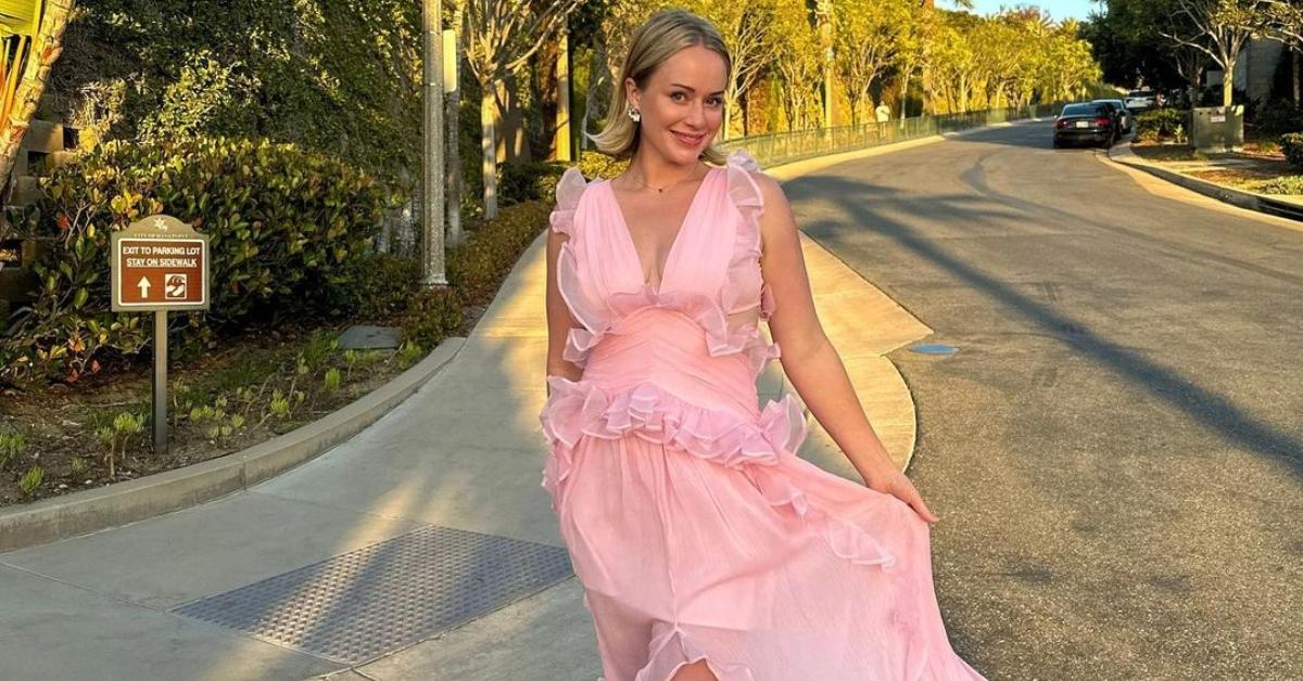 Whitney Leavitt in a pink dress