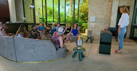 the trust season 1 contestants Bryce Lee, Tolú Ekundare, Julie Theis, Juelz Morgan, Jacob Chocolous, Winnie Ilesso, Brian Firebaugh, Gaspare Randazzo, Jay Patterson, Lindsey Anderson, Simone Stewart, and host Brooke Baldwin