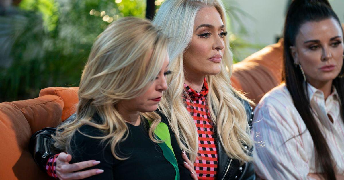 (l-r): Sutton Stracke, Erika Jayne, and Kyle Richards filming 'RHOBH' 