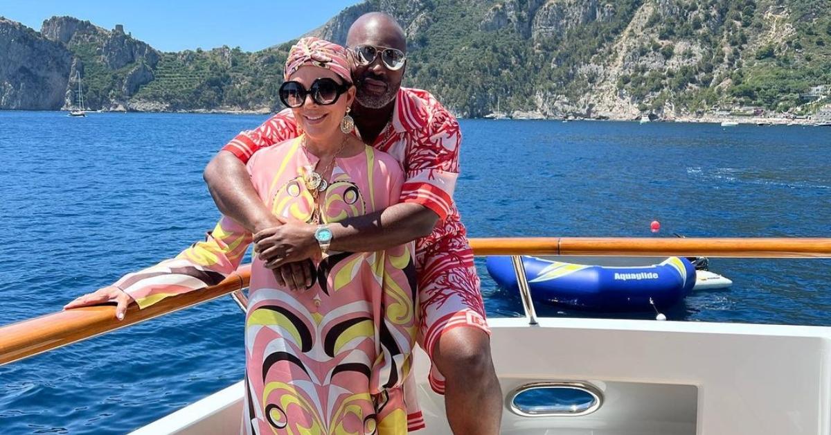 Kris Jenner and Corey Gamble on a yacht