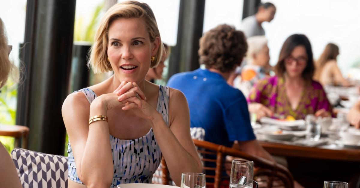 Leslie Bibb in 'The White Lotus' Season 3 having lunch.