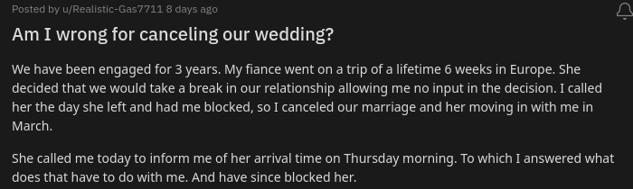 Woman Wanted Relationship Break While on Vacation