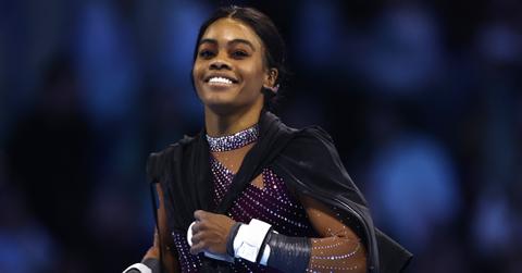 Gabby Douglas looks on prior to the 2024 Core Hydration Classic at XL Center on May 18, 2024 in Hartford, Connecticut. (Photo by Tim Nwachukwu/Getty Images)