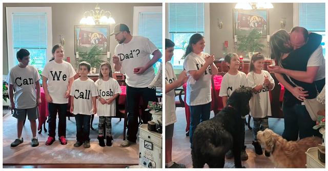 A man and his partner's kids take part in his surprise proposal.