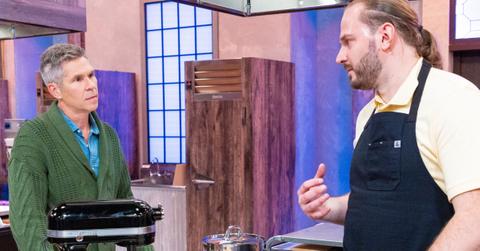 John Henson talks to a contestant on 'Halloween Baking Championship'