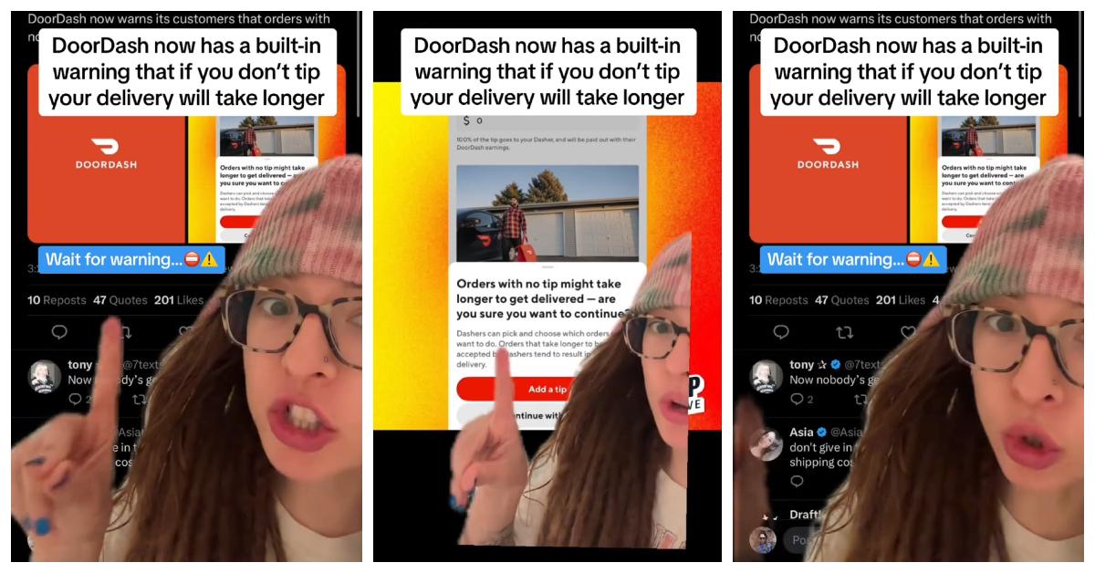 DoorDash warns customers that orders with no top might take longer to be delivered.