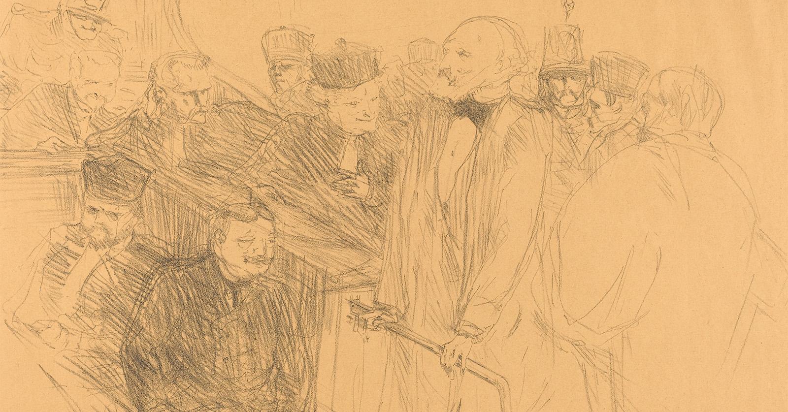 early courtroom sketch