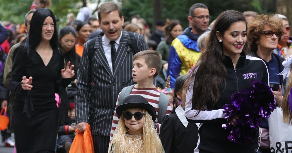 A family dressed up on Halloween