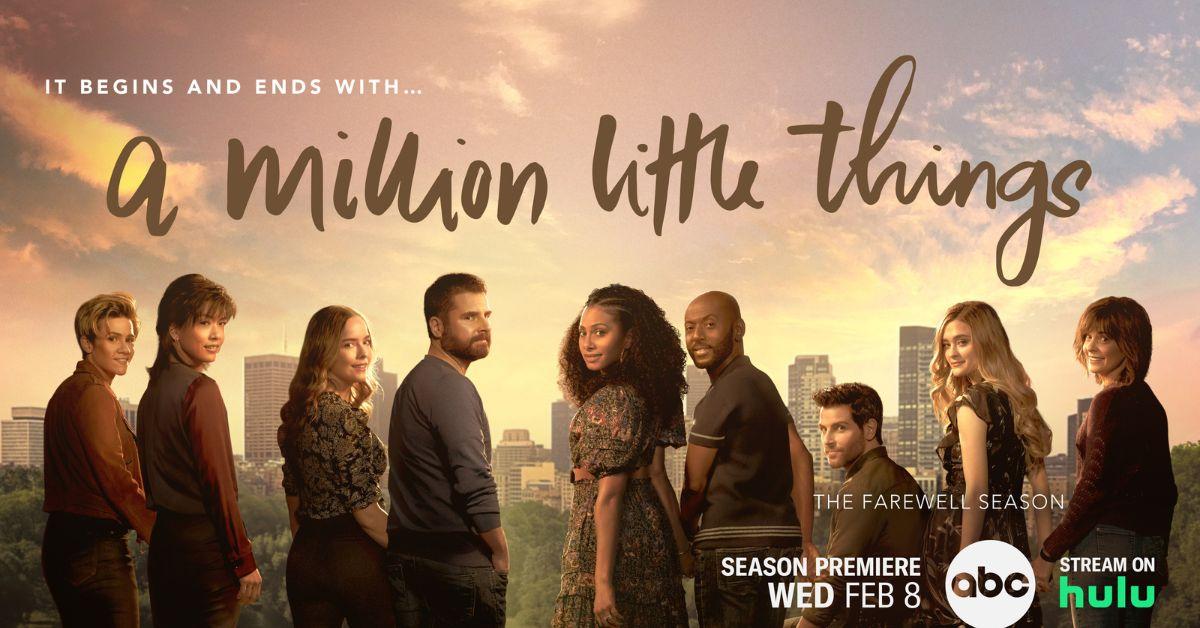 (de gauche à droite) : Cameron Esposito, Grace Park, Allison Miller, James Roday Rodriguez, Christina Moses, Romany Malco, David Giuntolli, Lizzy Greene et Stephanie Szostak 'A Million Little Things'