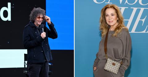 Howard Stern speaking on stage with a mic and Kathie Lee Gifford at the premiere of Unsung Hero.