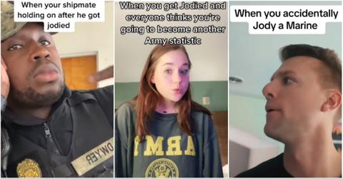 Collage of getting jodied videos from TikTok