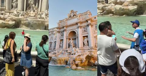 Woman Caught Swimming in Rome's Historic Trevi Fountain