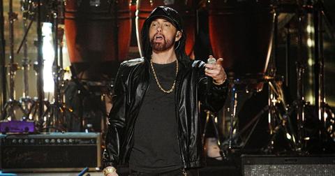 e Eminem performs on stage during the 37th Annual Rock & Roll Hall Of Fame Induction Ceremony