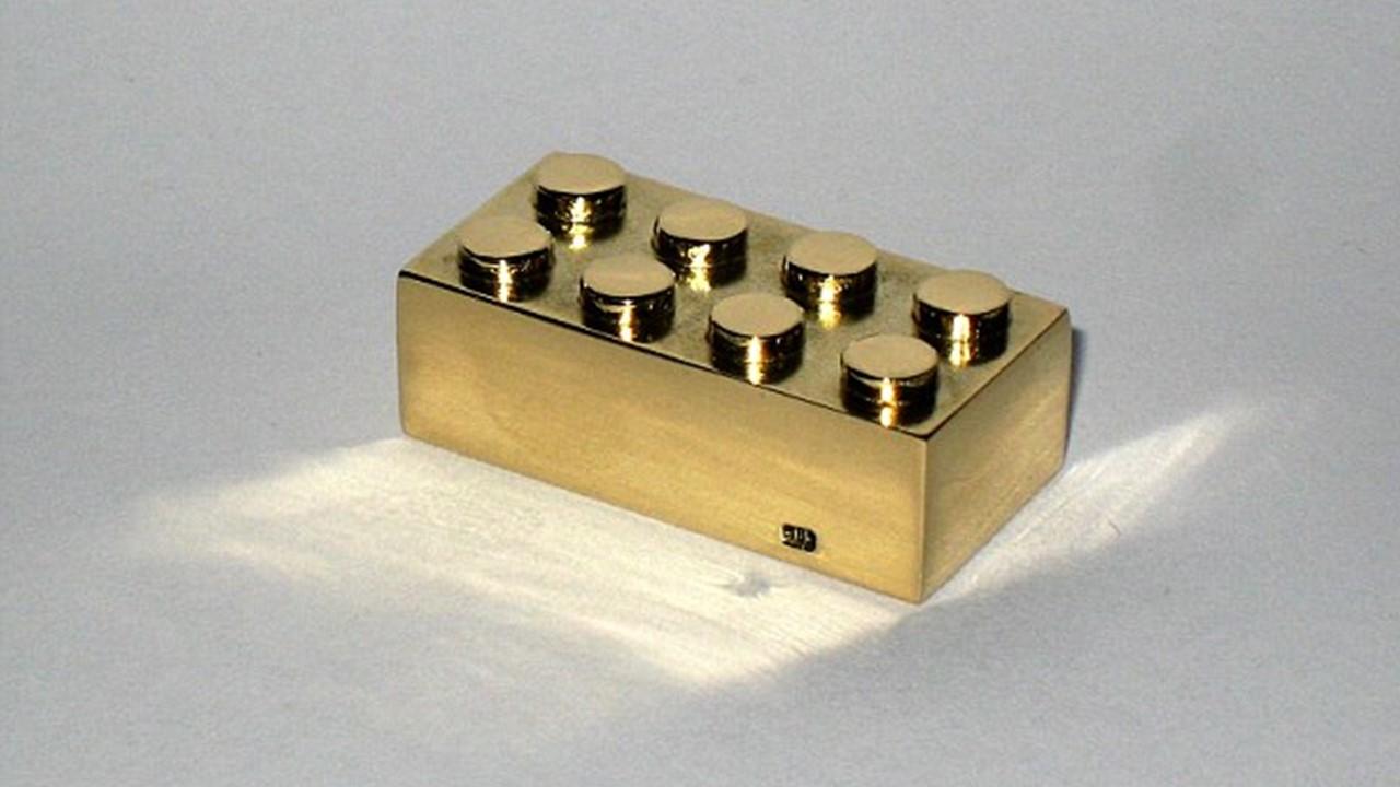 The 14k solid gold 2x4 Lego Brick