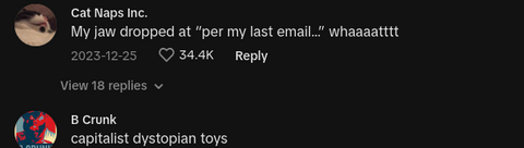 Comments on viral video of mom explaining that her baby's bouncer toy is like a baby's first cubicle.